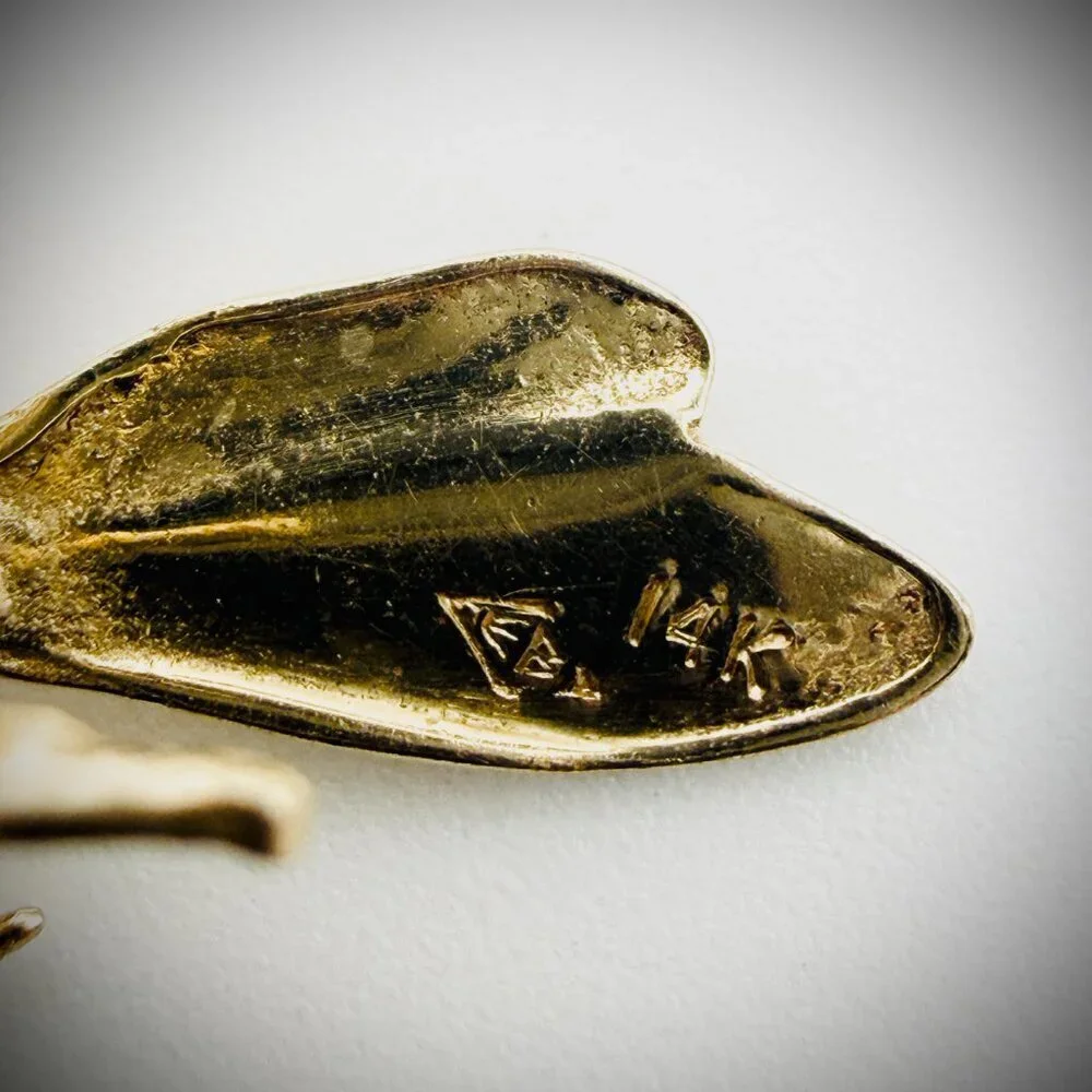 Engel Brothers 14K Gold Opal Bee Brooch Vintage Figural Pin 3g